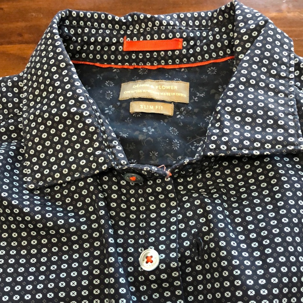 Denim & Flower Medium Blue button down slim fit